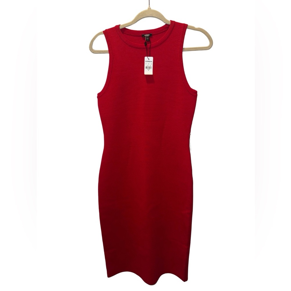 Express Body Contour Red Midi Dress NWT
